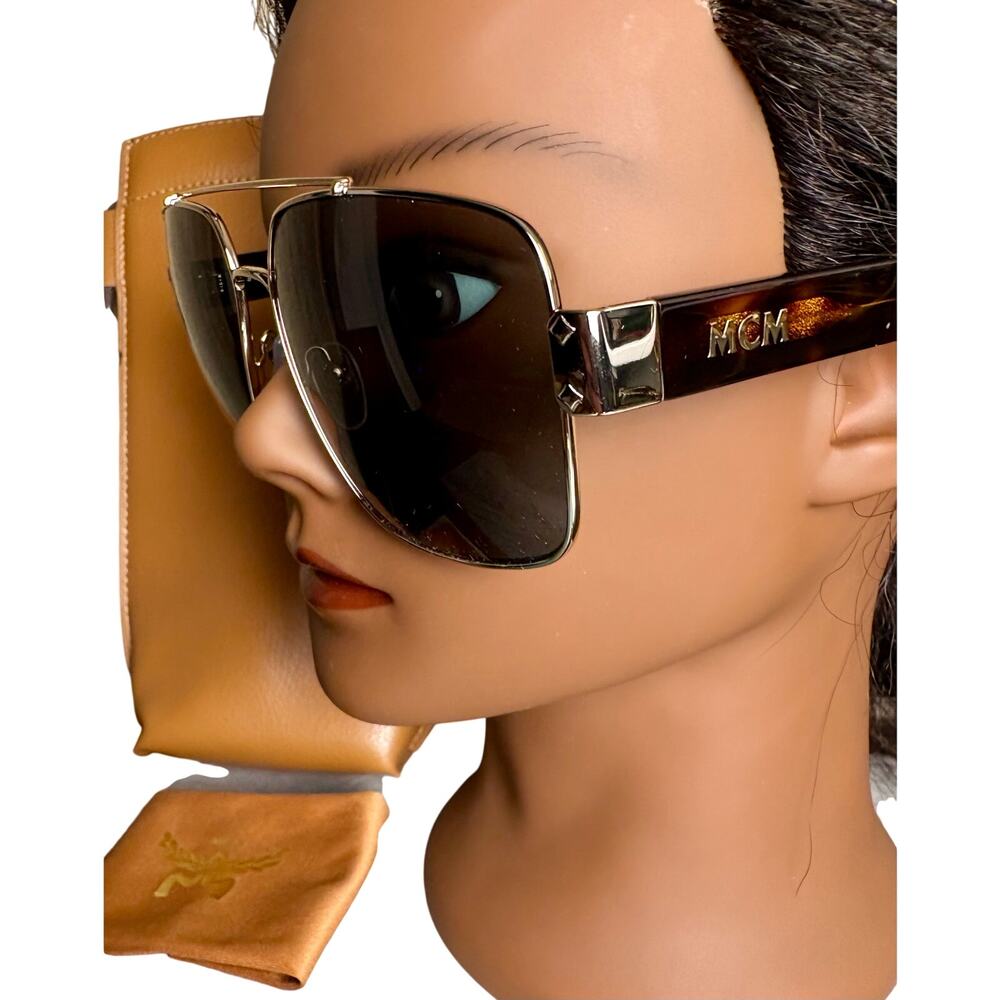 NEW MCM Unisex Aviator Sunglasses w/ Leather Side Pouch - Picture 7 of 8